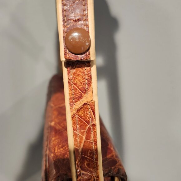 Vintage 1950's Genuine ALLIGATOR Multi Section Handbag Adjustable Strap - Picture 8 of 11